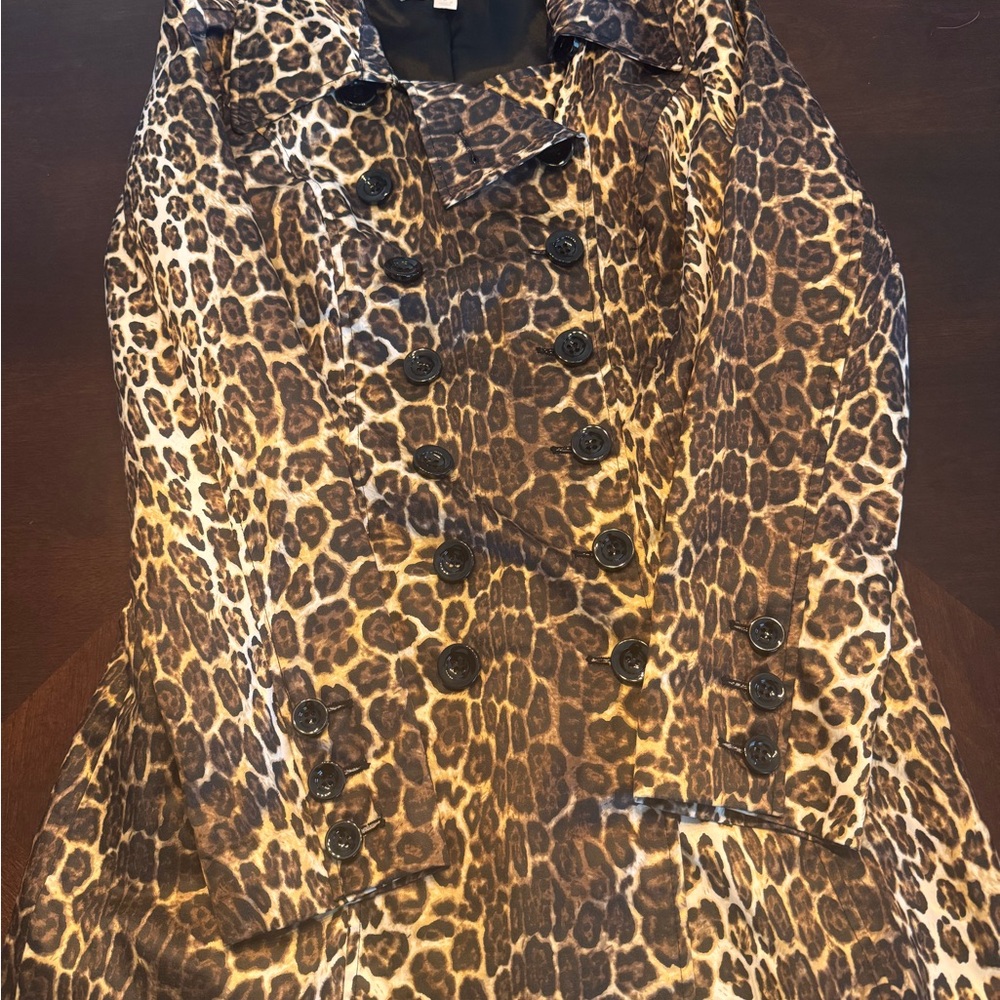 New York & Company Animal Print Pea Coat